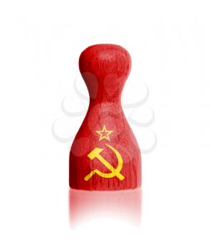 Wooden pawn with a painting of a flag, USSR
