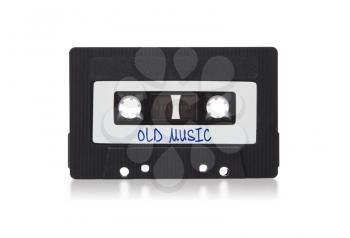Vintage audio cassette tape, isolated on white background, XXXXX