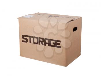 Closed cardboard box, isolated on a white background, storage