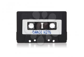 Vintage audio cassette tape, isolated on white background, Dance