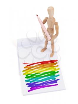 Wooden mannequin made a drawing of a flag - Rainbow flag
