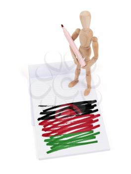 Wooden mannequin made a drawing of a flag - Malawi