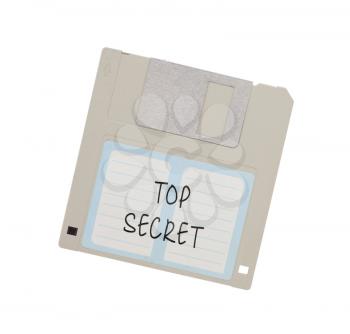 Floppy Disk - Tachnology from the past, isolated on white - Top secret