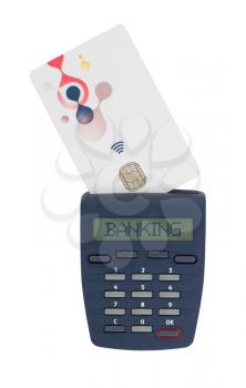 Banking at home, card reader for reading a bank card - Banking