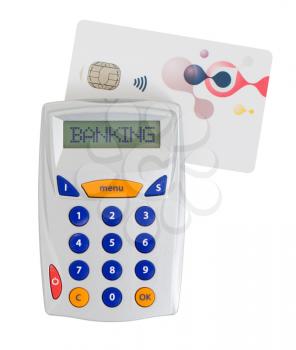 Banking at home, card reader for reading a bank card - Banking