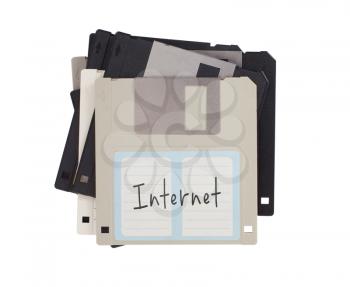 Floppy disk, data storage support, isolated on white - Internet