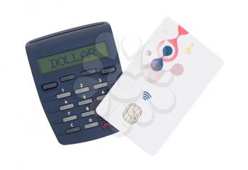 Banking at home, card reader for reading a bank card - Dollar