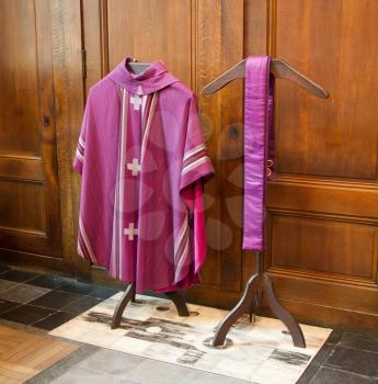 Old purple clothing of a Catholic bisshop
