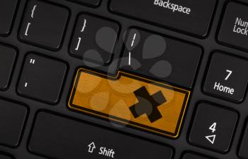 Symbol on button keyboard, warning (yellow) - irritation