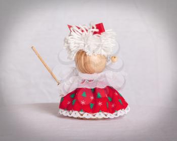 Small children christmas winter puppet figure, isolated