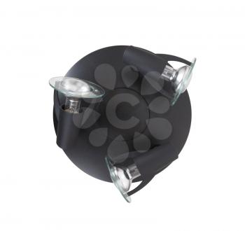Black ceiling light fixture isolated on white background