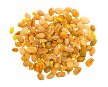 Fresh mixed salted nuts, peanut mix, isolated on white
