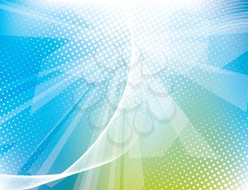 Royalty Free Clipart Image of a Blue, Green and White Beaming Background