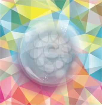 Glass bubble on abstract geometric 3D background. Vector illustration.