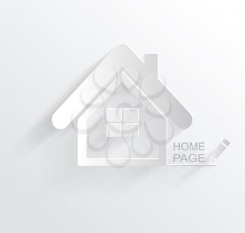 Vector symbol of house, white paper origami home icon 