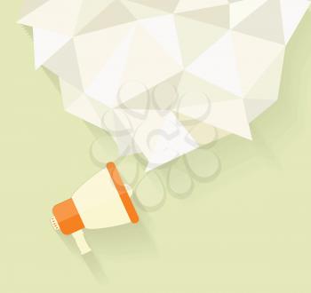 Flat vector icon of megaphone with bubble speech for social media marketing concept 