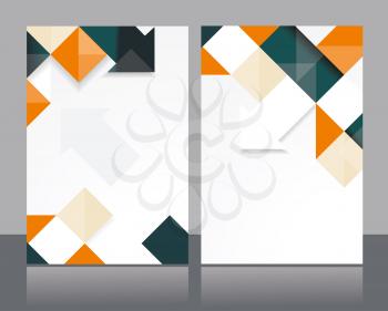 Vector brochure template design with orange & black cubes and arrows elements. 