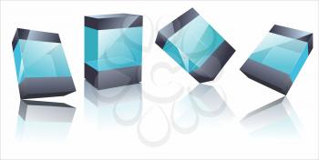 Vector abstract glass cube background .Collection of transparent glass boxes