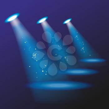 Blue spotlights. Vector illustration. 