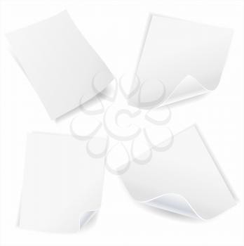 collection of various white note papers on white background