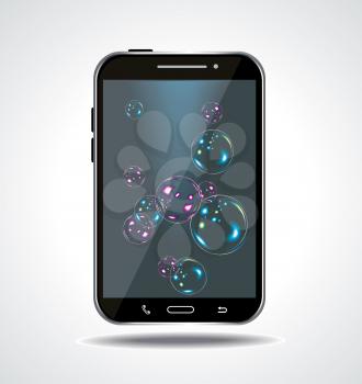 Touchscreen smartphone isolated on white background
