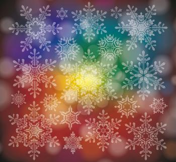 Vector Illustration of a Winter Background with Snowflakes 