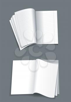 Opened notebook  isolated on white background 