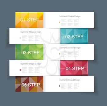 Business Design Template with color ribbon banners. Can be used for step lines, number banners, timeline, diagram, web design. 
