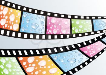a film strip with water drops 