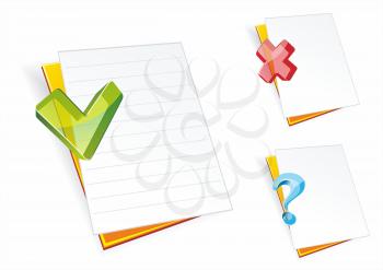 Folder icons.Folders with clean sheets of a paper and glass signs.
