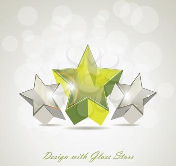 3d illustration of single glass star shape