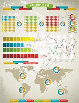 Retro infographics set. World Map and Information Graphics 