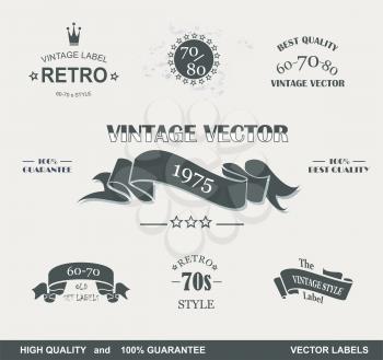 Vintage Styled Premium Quality  Labels and Ribbons collection with black grungy design. 