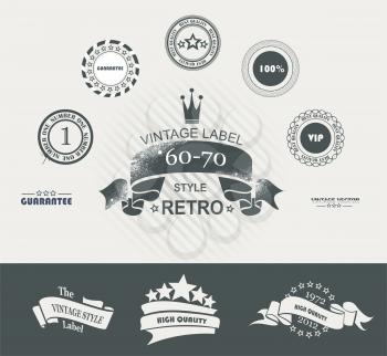 Vintage Styled Premium Quality Labels and Ribbons collection with black grungy design. 