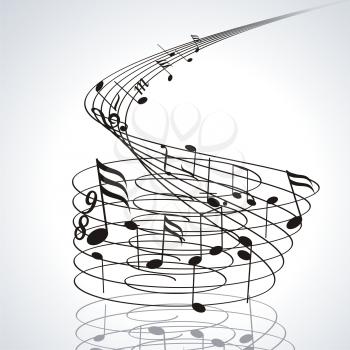 Music notes on staves. Vector music background.