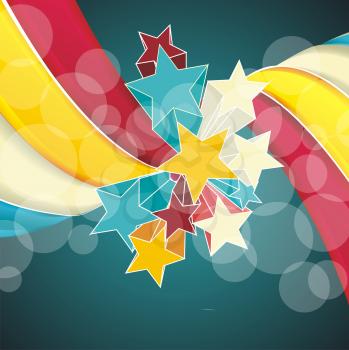 Ribbons and stars isolated on white background. Grunge carnival A retro circus background for a poster