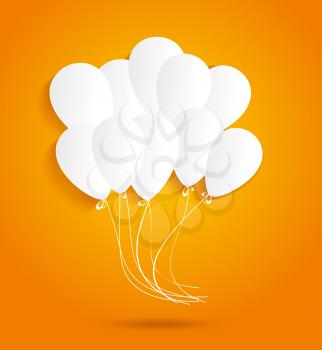 Birthday card with paper ballons, vector illustration