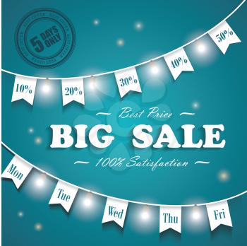 Big Sale poster. Last chance, 5 days sale only design template.