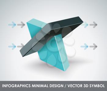 Abstract 3d vector symbol design template. Creative Business innovation concept icon.