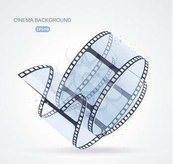Twisted film for photo or video recording on white, vector illustration