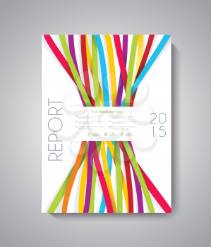 Abstract  Brochure Flyer design with color ribbons, vector template