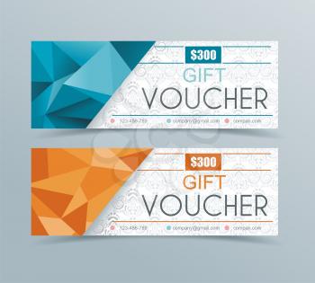 Voucher template with geometric  background