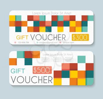 Gift voucher template with retro geometric pattern