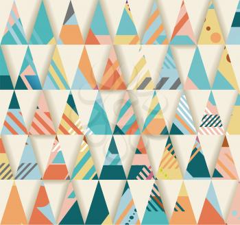  Geometric triangles background, harlequin pattern on paper texture
