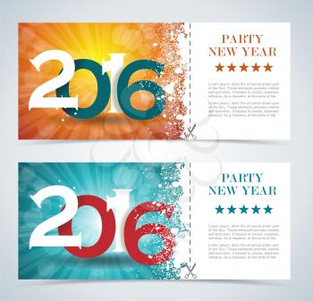 Complimentary ticket to a Christmas and New Year party, various vector design.