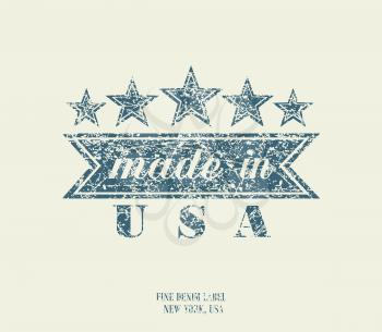 Vintage Denim Typography, Made in USA, vector