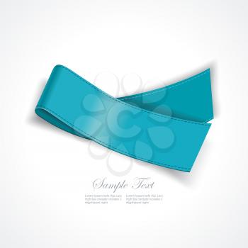 Realistic blue silk ribbon, vector