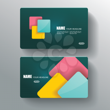 Business card template, blue pattern vector design