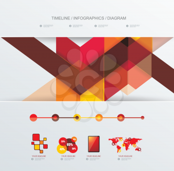 Simple infographic dashboard template with bright geometrical abstract lines structure. Vector illustration.