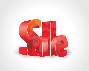 3d red text SALE, vector illustration